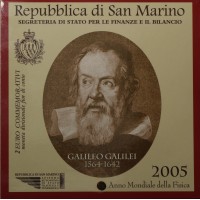 Монета Сан-Марино 2 евро 2005 Международный год физики (буклет)