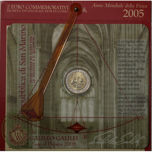 Сан-Марино 2 евро 2005 Международный год физики (буклет) — 93700976