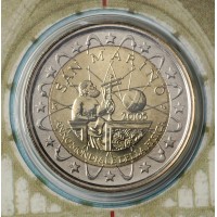 Монета Сан-Марино 2 евро 2005 Международный год физики (буклет)