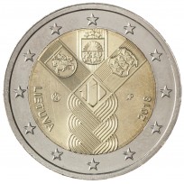 Монета Литва 2 евро 2018 100 лет независимости прибалтийских государств