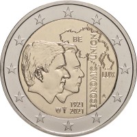 Монета Бельгия 2 евро 2021 Экономический союз (Буклет)