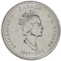 Монета Канада 25 центов 1992 Юбилей конфедерации Британская Колумбия