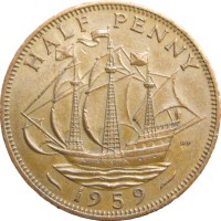 Великобритания 1/2 пенни 1959