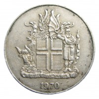 Монета Исландия 10 крон 1970