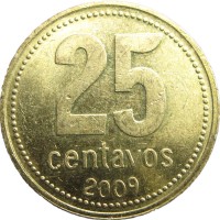 Монета Аргентина 25 сентаво 2009