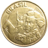 Монета Бразилия 10 сентаво 2015