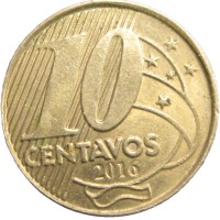 Монета Бразилия 10 сентаво 2016