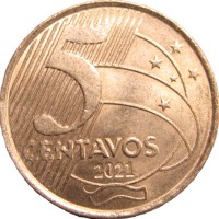 Монета Бразилия 5 сентаво 2021