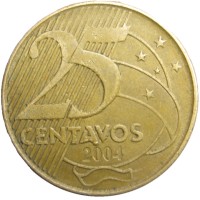 Монета Бразилия 25 сентаво 2004