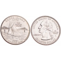 Монета США 25 центов 2001 Род-Айленд