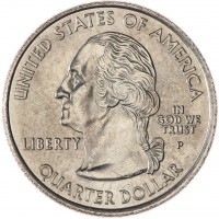 Монета США 25 центов 2001 Род-Айленд