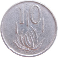 Монета ЮАР 10 центов 1965