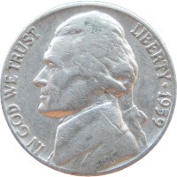 Монета США 5 центов 1959