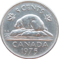 Монета Канада 5 центов 1975