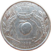 Монета США 25 центов 1999 Джорджия