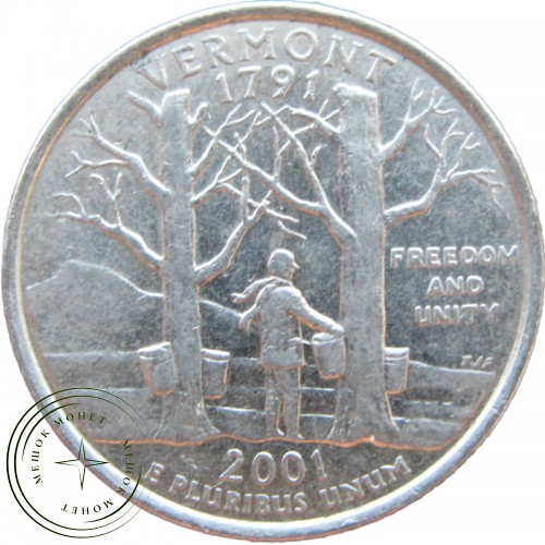США 25 центов 2001 D Вермонт — 937041838