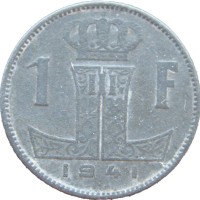 Монета Бельгия 1 франк 1941
