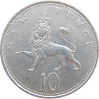 Монета Великобритания 10 пенсов 1968