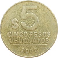 Монета Уругвай 5 песо 2005