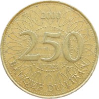 Монета Ливан 250 ливр 2000