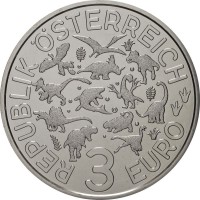 Монета Австрия 3 евро 2019 Спинозавр