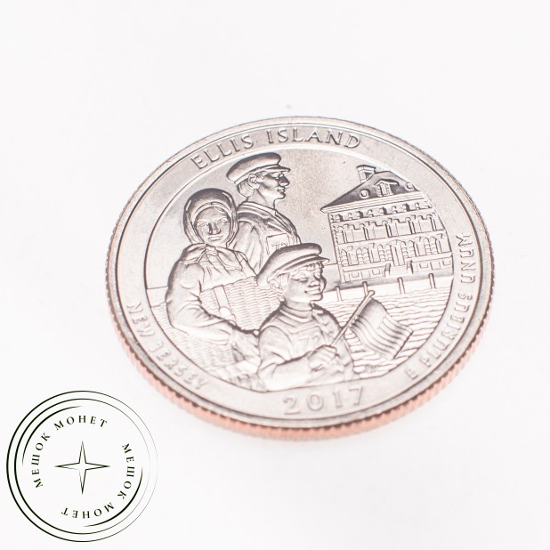 США 25 центов 2017 Национальный монумент острова Эллис