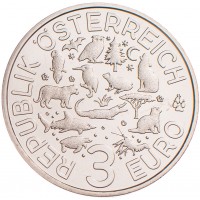 Монета Австрия 3 евро 2016 Летучая мышь
