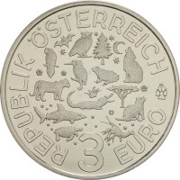 Монета Австрия 3 евро 2016 Летучая мышь