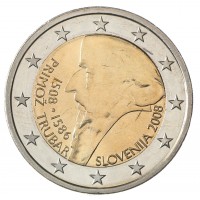 Монета Словения 2 евро 2008 Примож Трубар