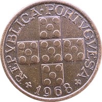 Монета Португалия 20 сентаво 1968
