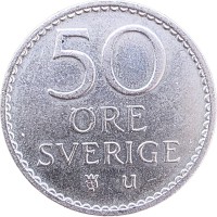 Монета Швеция 50 эре 1973