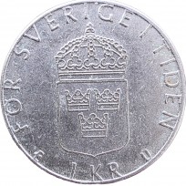 Монета Швеция 1 крона 1977