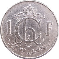Монета Люксембург 1 франк 1962