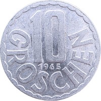 Монета Австрия 10 грошей 1965