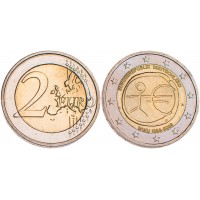 Монета Германия 2 евро 2009 10 лет экономическому и валютному союзу