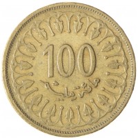 Монета Тунис 100 миллим 1997