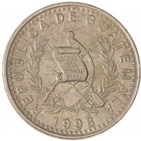 Монета Гватемала 25 сентаво 1998