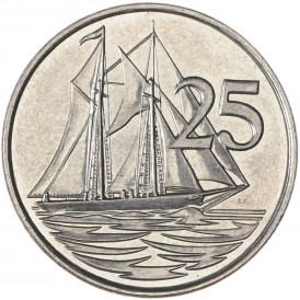 Монета Каймановы острова 25 центов 2008