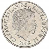 Монета Каймановы острова 25 центов 2008