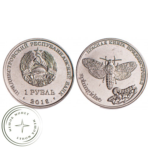 Приднестровье 1 рубль 2018 Бабочка Адамова голова — 87123127