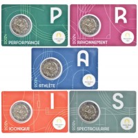 Монета Франция 2 евро 2024 Геркулес и борьба - Нотр-Дам 5 буклетов