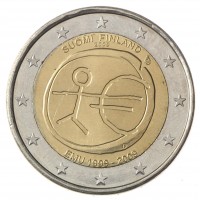 Монета Финляндия 2 евро 2009 10 лет экономическому и валютному союзу