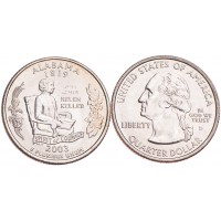 Монета США 25 центов 2003 Алабама