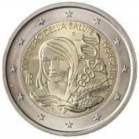Монета Италия 2 евро 2018 60 лет министерству здравоохранения