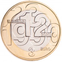 Монета Словения 3 евро 2020 30 лет независимости