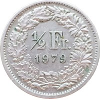 Монета Швейцария 1/2 франка 1979