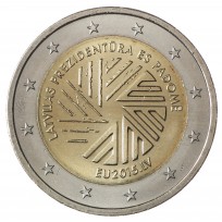Монета Латвия 2 евро 2015 Председательство в ЕС