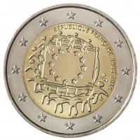 Монета Франция 2 евро 2015 30 лет Флагу Европы
