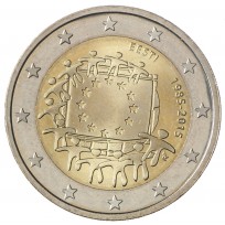 Монета Эстония 2 евро 2015 30 лет Флагу Европы