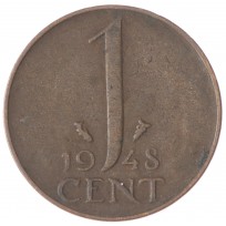 Монета Нидерланды 1 цент 1948